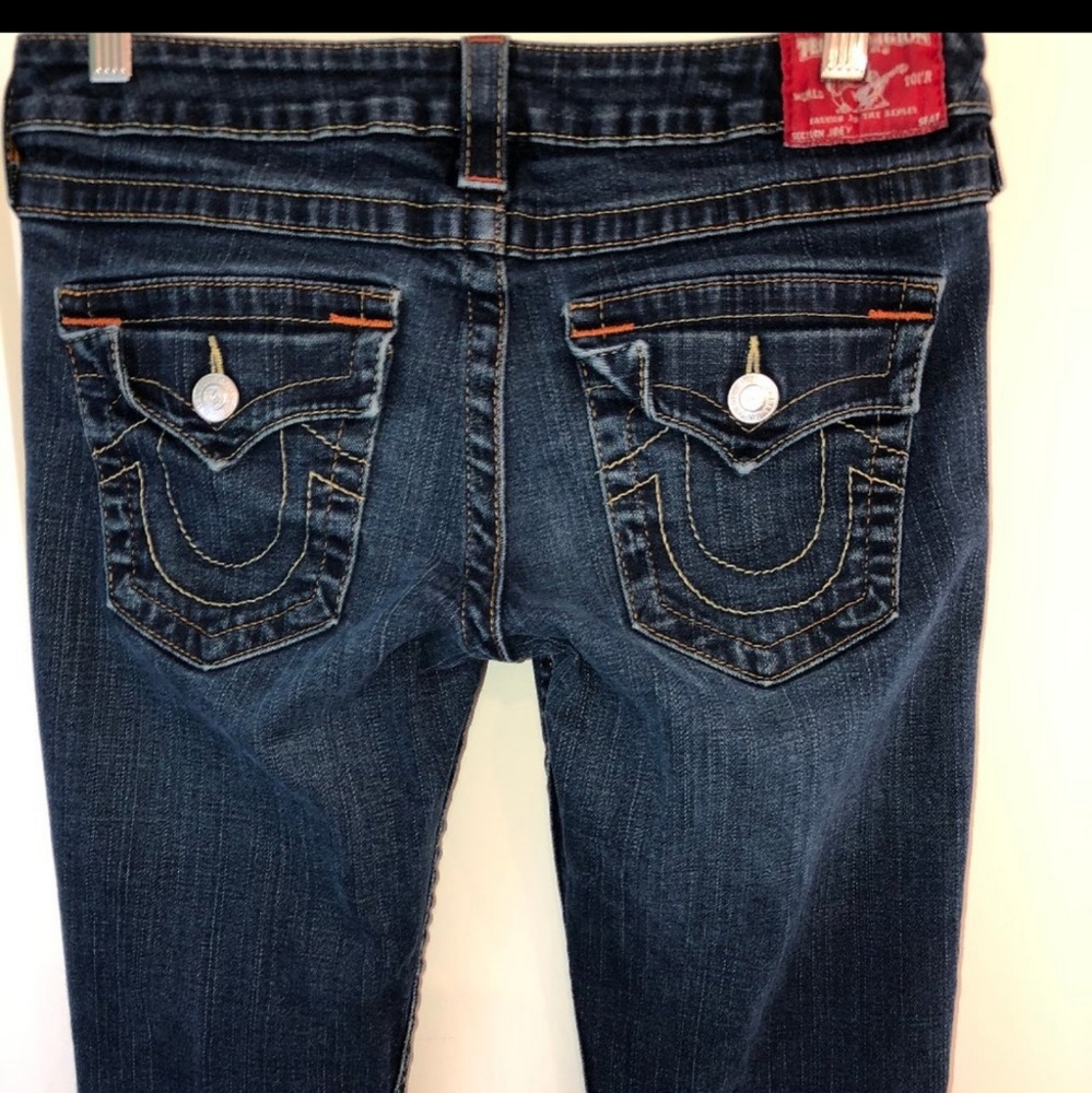 True Religion Joey flare jeans sz 29 EUC dark blue